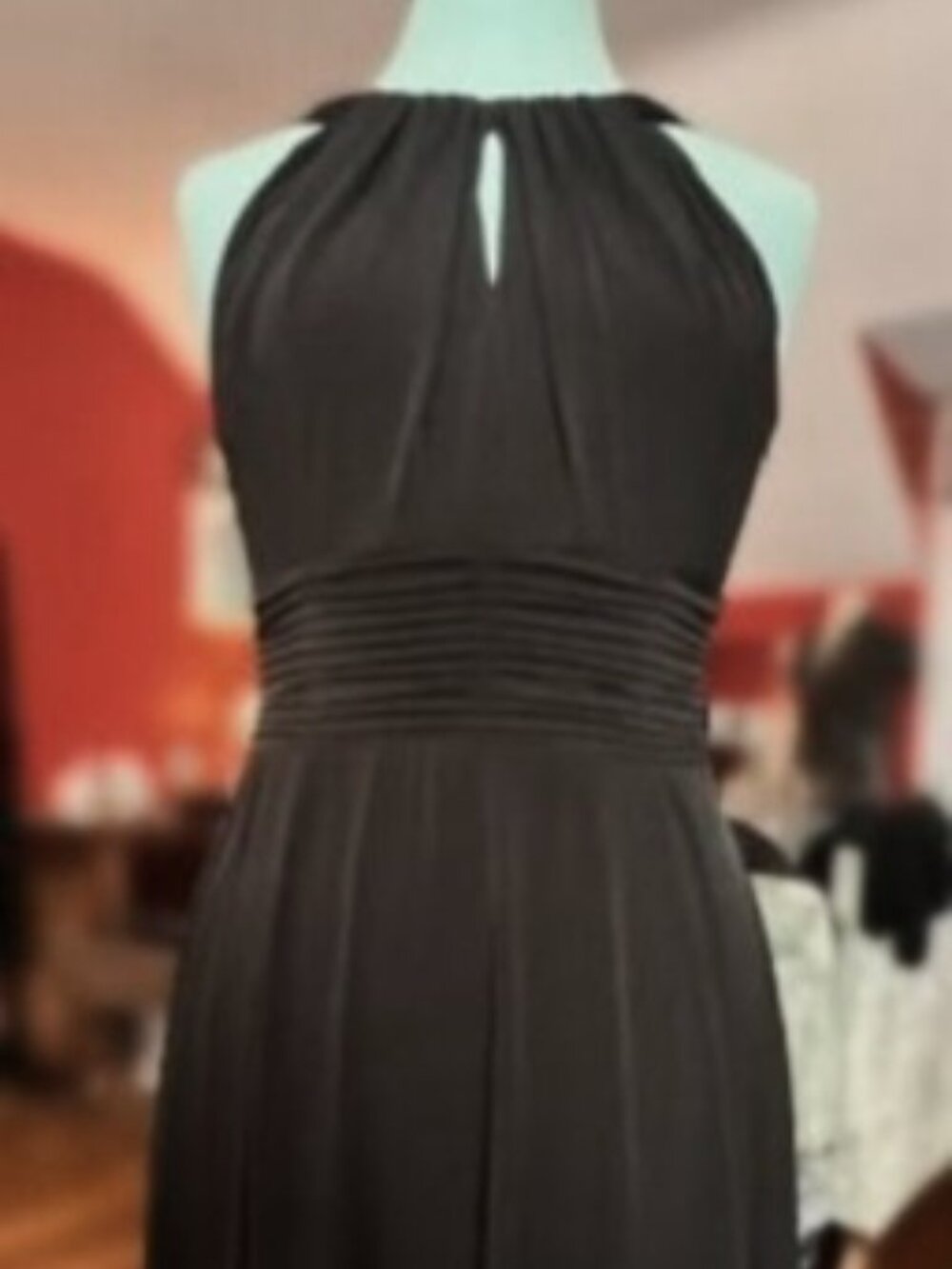 Black Sangria Sleeveless High-Low Dress with Ruched Waist